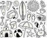 Beach Doodles Doodle Themed Vector Clip Drawings Plage Dessin Spring Break Sketch Pages Easy Istockphoto Illustration Bullet Journal Dessins Graphics sketch template