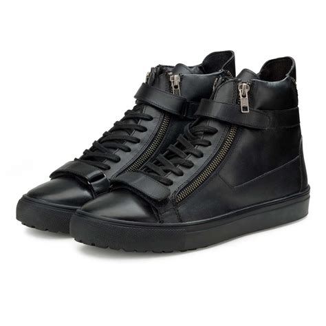 buy high top black leather sneakers escaro royale