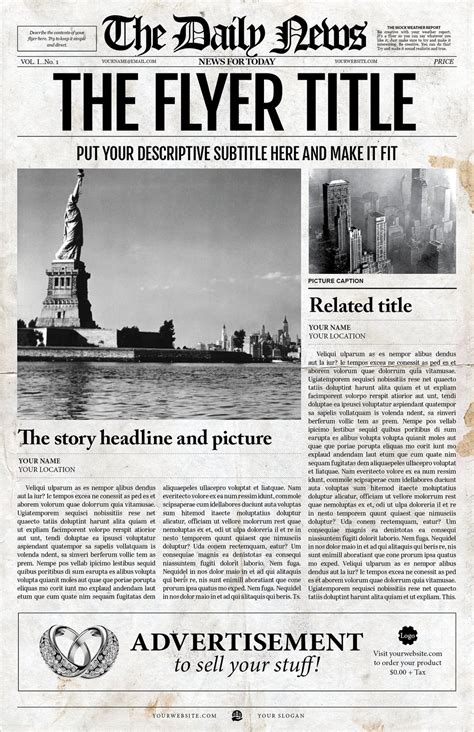 newspaper article   newspaper front page template