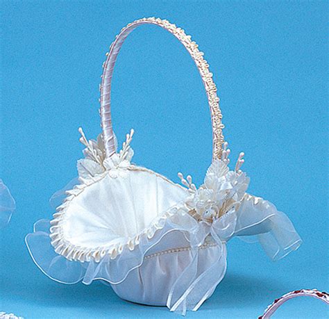 ivory satin flower girl basket  pearl cb flowers crafts