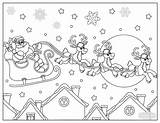 Coloring Santa Sleigh Pages Christmas Reindeer Printable Sled Kids Pattern Wood Kidspartyworks Flying Outstanding Wooden Printables Fun Print Votes Shark sketch template