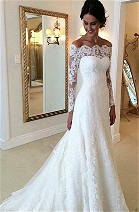 new elegant lace wedding dresses white ivory off the