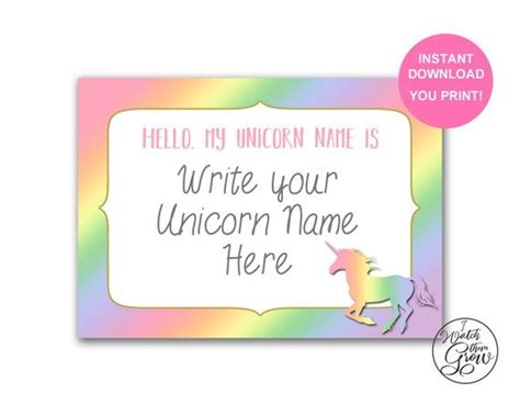 rainbow unicorn  tags printable rainbow unicorn  etsy