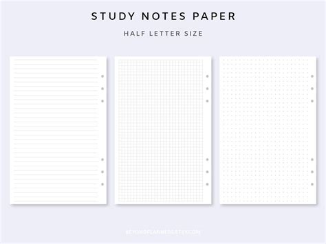 study notes template study notes paper  grid dotted etsy