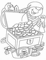 Coloring Treasure Chest Pirate Pages Clipart Cute Library sketch template