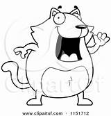 Waving Chubby Cat Clipart Cartoon Thoman Cory Outlined Coloring Vector 2021 sketch template
