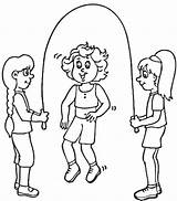 Rope Jump Skipping Coloring Pages Playing Kids Children Printable Clipart Jumping Color Physical Education Colouring Sandbox Drawing Template Cliparts Ropes sketch template