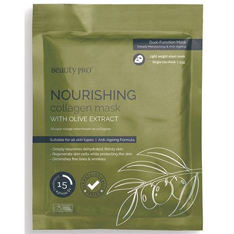 beauty pro collagen sheet mask  olive extract nourishing