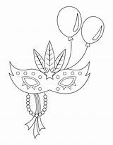 Coloring Balloons Gras Mardi Mask Pages sketch template