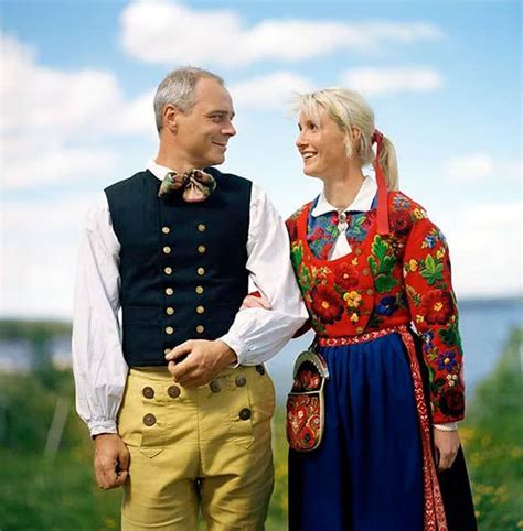 a folk dancing couple from dalarna sweden scandinavian costume