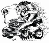 Rod Rat Fink Hot Coloring Pages Drawing Car Cartoon Style Cars Drawings Printable Rods Line Color Chevy Print Comic Getdrawings sketch template