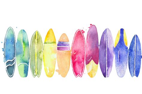 surfing watercolor clipart set by vivitta