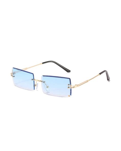 1pair rimless rectangle tinted lens sunglasses online discover hottest