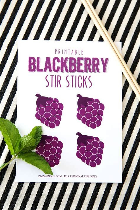 blackberry mojitos free printable stir sticks recipe