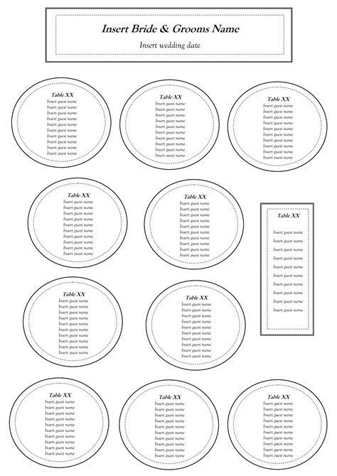 wedding seating chart  printable templates printable