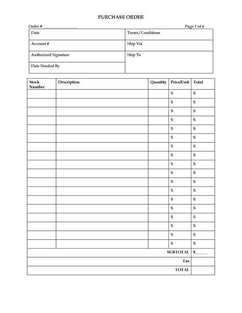 purchase order form legal forms  business templates megadoxcom