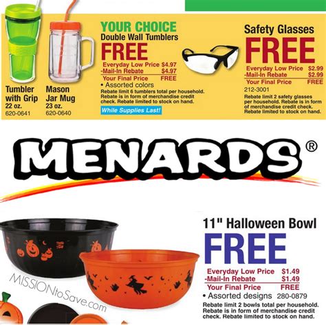 menards   rebate deals insulated tumblers halloween bowl