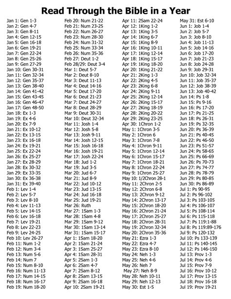 read  bible    year printable schedule