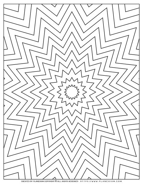 nested star coloring page geometric design  printable planerium