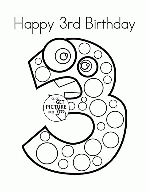 happy  birthday number coloring page  kids holiday coloring