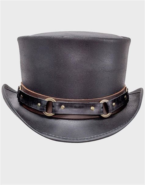 voodoo hatband black top leather hat western top hat rambo leather