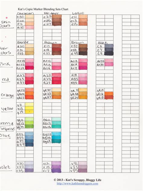 copic marker chart printable