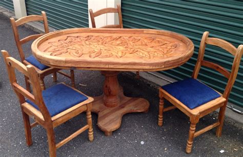 unique rustic cottage hand carved floral design wooden dining table