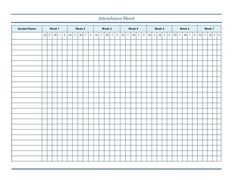 printable attendance sheet printable templates