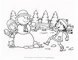 Coloring Winter Scene Fight Snowball Pages Kids Wonderland Snowy Printable Weather Drawing Color Print Snow Season Seasons Birds Getcolorings Cool sketch template