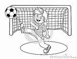 Soccer Ball Boy Kicking Outline Coloring Cartoon Stock Vector sketch template