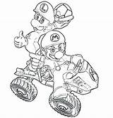 Kart Coloring Mario Pages Yoshi Getcolorings Peach sketch template