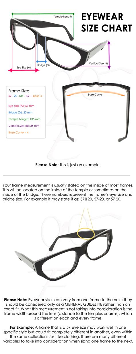 eyewear size chart handmade eyeglasses and sunglasses