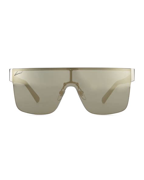 lyst gucci gg logo shield mirror sunglasses in gray for men