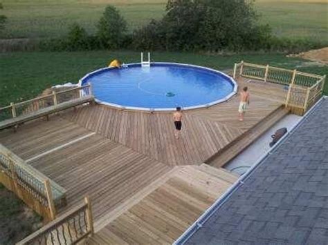 deck   ground pool backyard fun pinterest