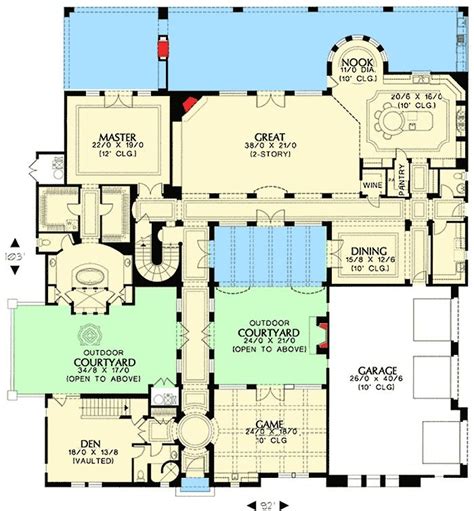 plan md tuscan home   courtyards tuscan house courtyard house plans house plans