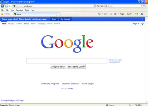 google  homepage blue bar