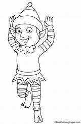 Christmas Elf Coloring Dancing Pages sketch template