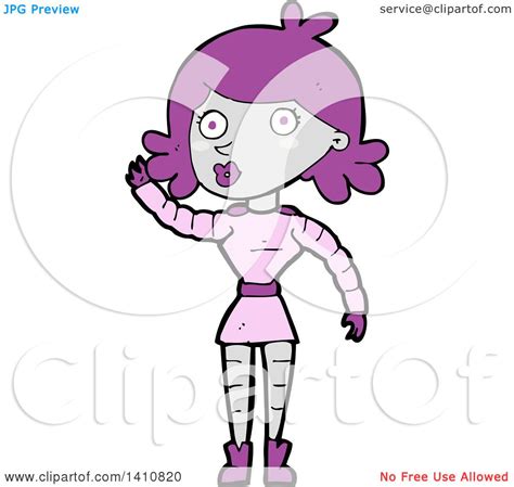 Clipart Of A Cartoon Female Robot Royalty Free Vector