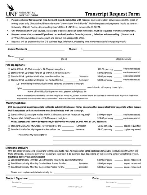 Unf Transcript Fill Out And Sign Printable Pdf Template Signnow