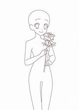 Base Anime Manga Reference Holding Drawing Girl Poses Flower Rose Desenho Escolha Pasta Desenhos sketch template