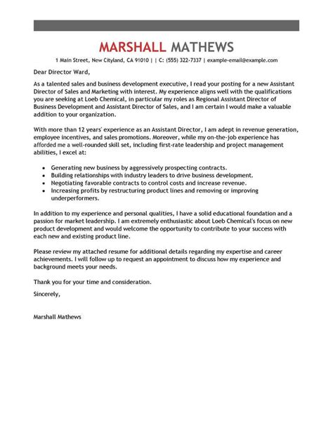 assistant director cover letter examples livecareer