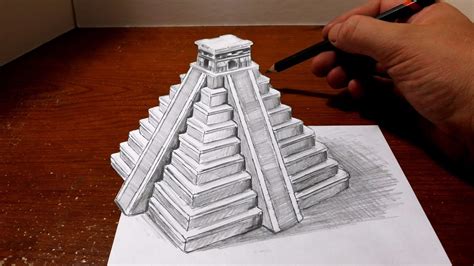 Drawing A Mayan Pyramid Optical Illusion Youtube