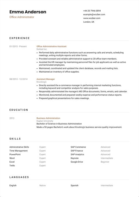 sample resume  office  administrator resume  gallery