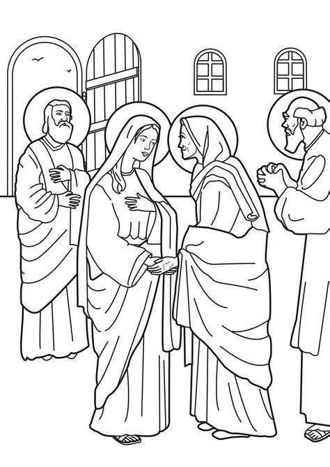 mary elizabeth coloring pages bible visits  colorear angel maria