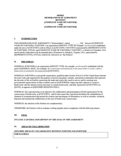 profit collaboration agreement template  template