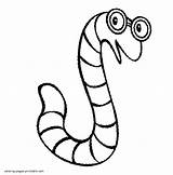 Worm Coloring Pages Glasses Printable Animal Children Worms Print Popular Designlooter sketch template