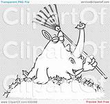 Illustration Rhino Rake Pile Holding Leaves Coloring Line Rf Royalty Clipart Toonaday Transparent Background sketch template