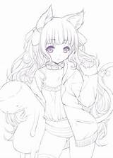 Coloring Pages Anime Cute Girl Adult Tumblr Book Copic Fantasy Neko Marker Printable sketch template