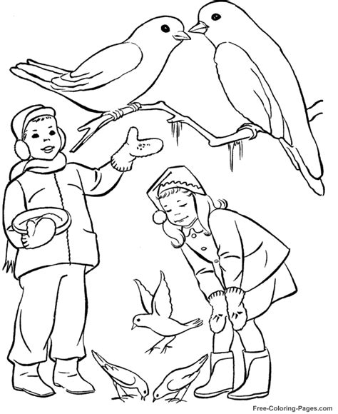 winter bird feeder coloring page coloring pages