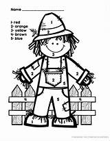 Color Scarecrow Number Fall Numbers Math Pages Recognition Preschool Coloring Worksheets Themed Kindergarten Scarecrows Activities Colors Teacherspayteachers Cute Great sketch template
